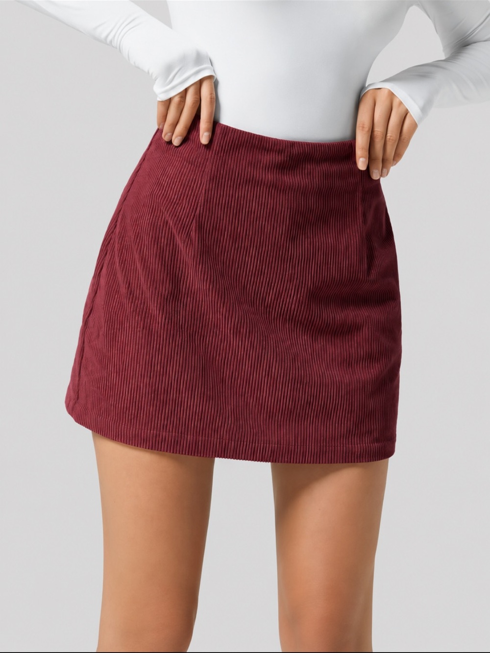 NWT Halara AuraCord Cloud Corduroy 2-in-1 Skort Mini Skirt Pomegranate Size M